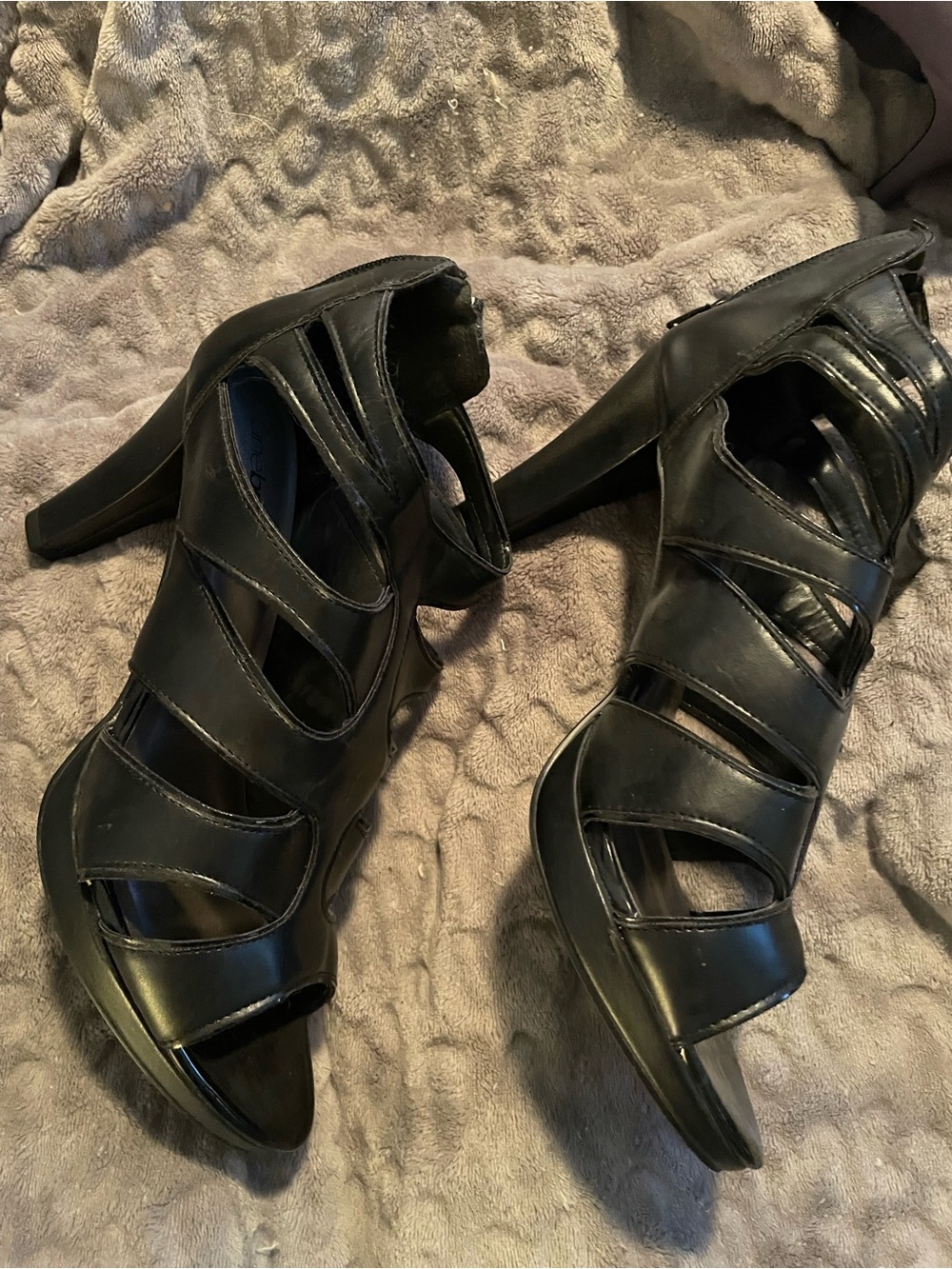 Lane Bryant Black Strappy Ankle-Heel Sandals